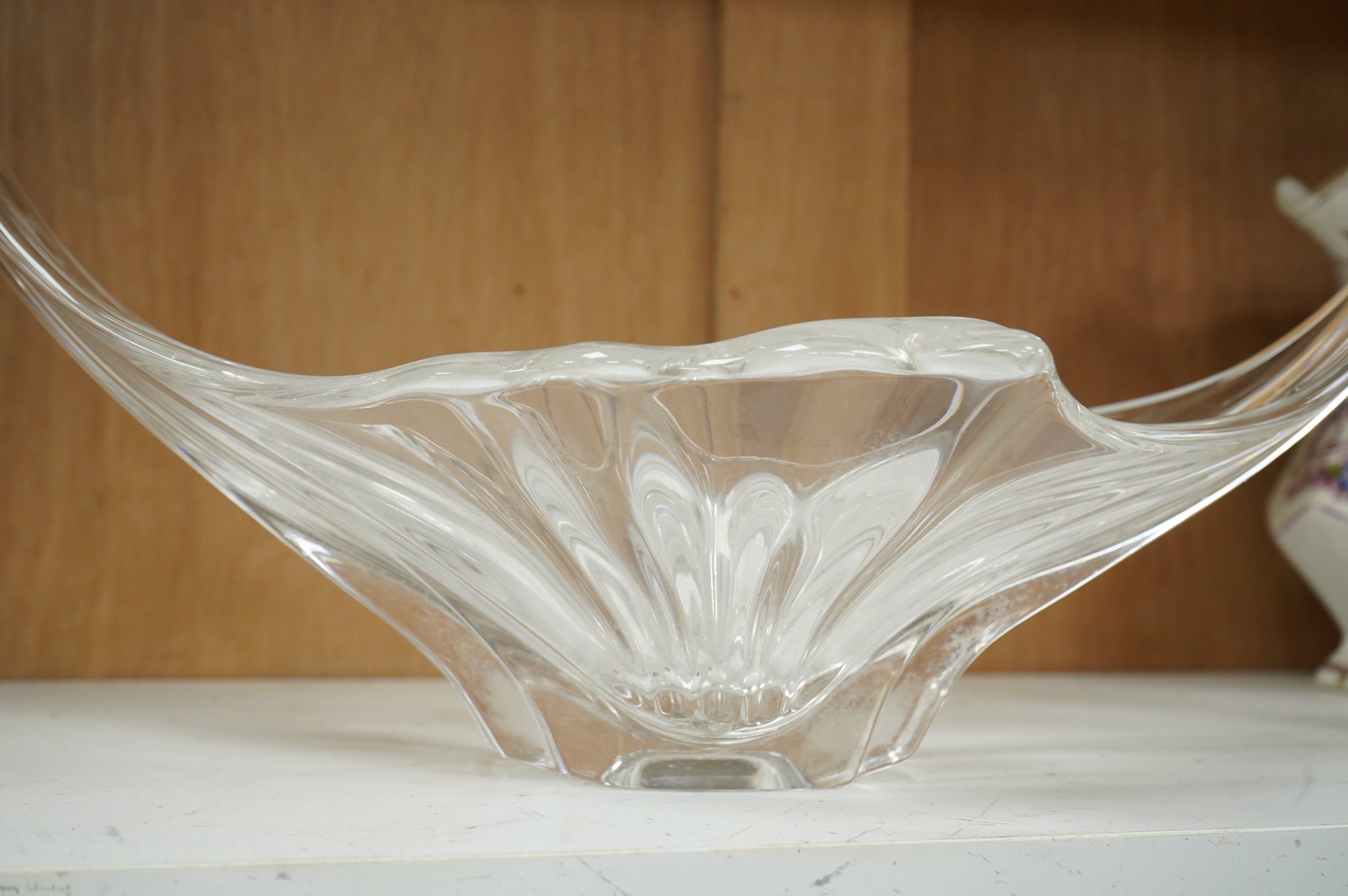 A 1970's Daum-style glass centrepiece, 49cm